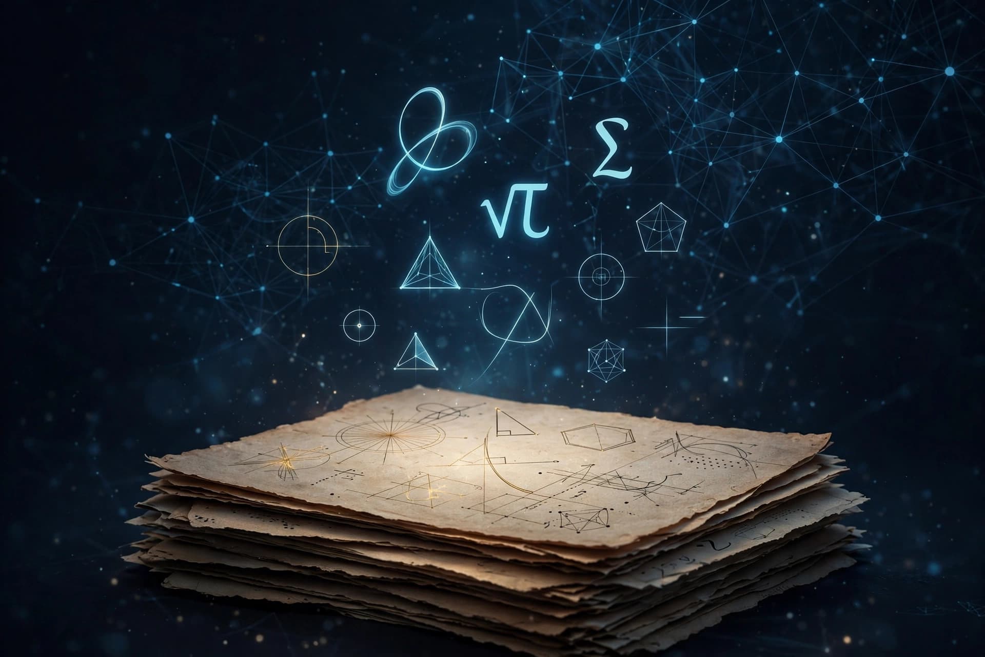 Mathematical formulas and manuscripts (symbolic illustration)